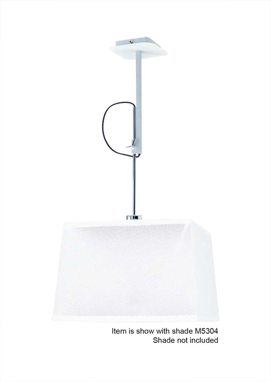 Habana Telescopic Square Pendant 1 Light WITHOUT SHADE E27, Matt White/Polished Chrome by Mantra