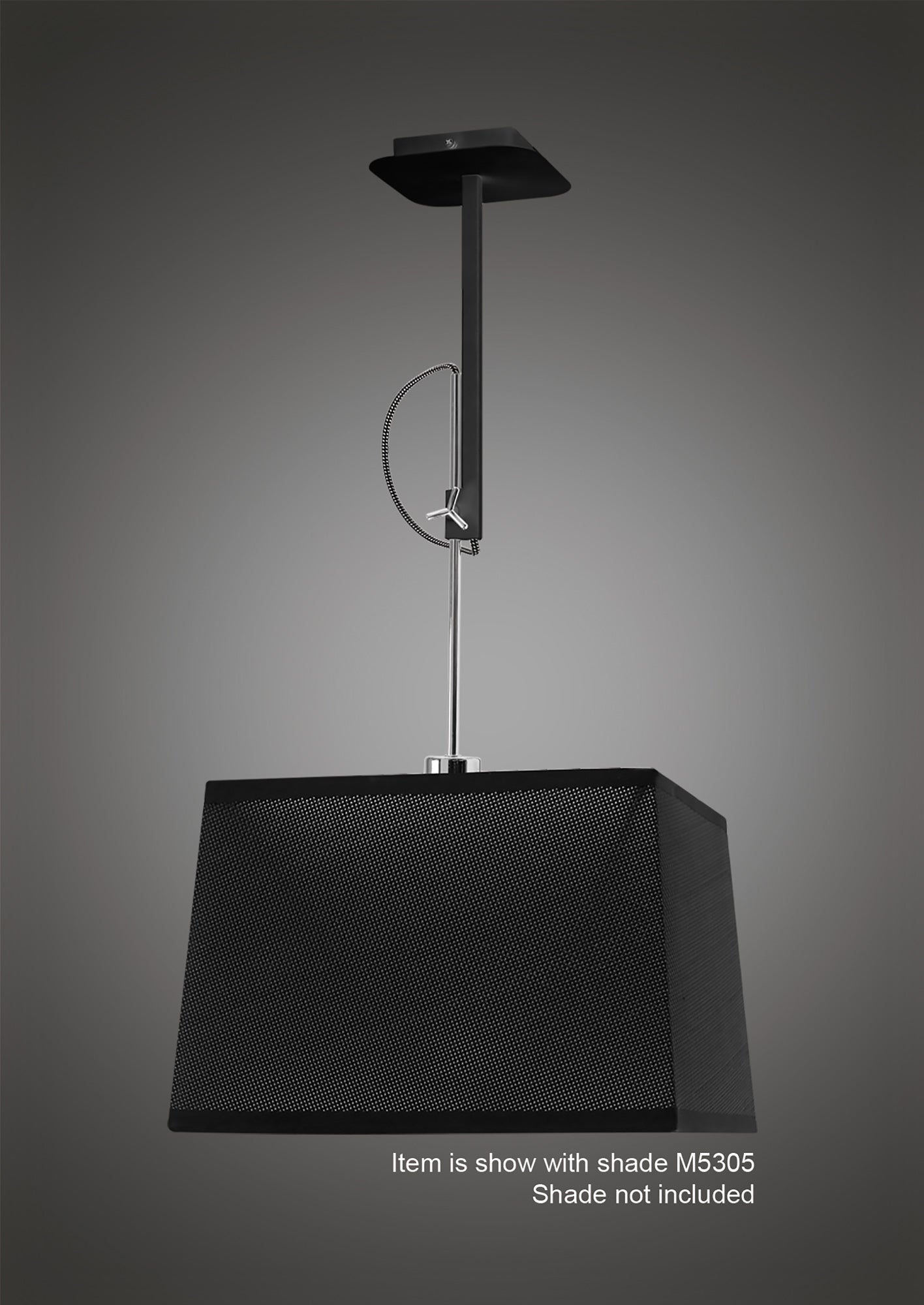 Habana Telescopic Square Pendant 1 Light WITHOUT SHADE E27 Black/Polished Chrome by Mantra