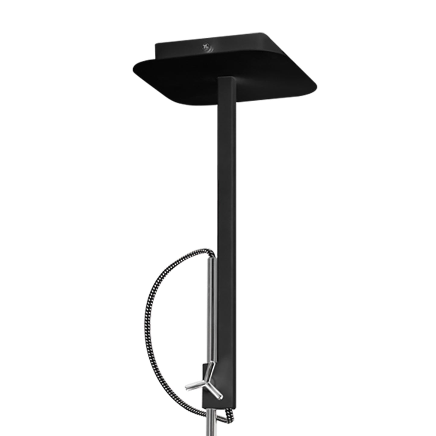 Habana Telescopic Square Pendant 1 Light WITHOUT SHADE E27 Black/Polished Chrome by Mantra