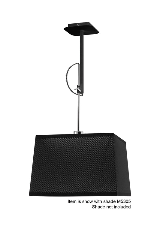 Habana Telescopic Square Pendant 1 Light WITHOUT SHADE E27 Black/Polished Chrome by Mantra