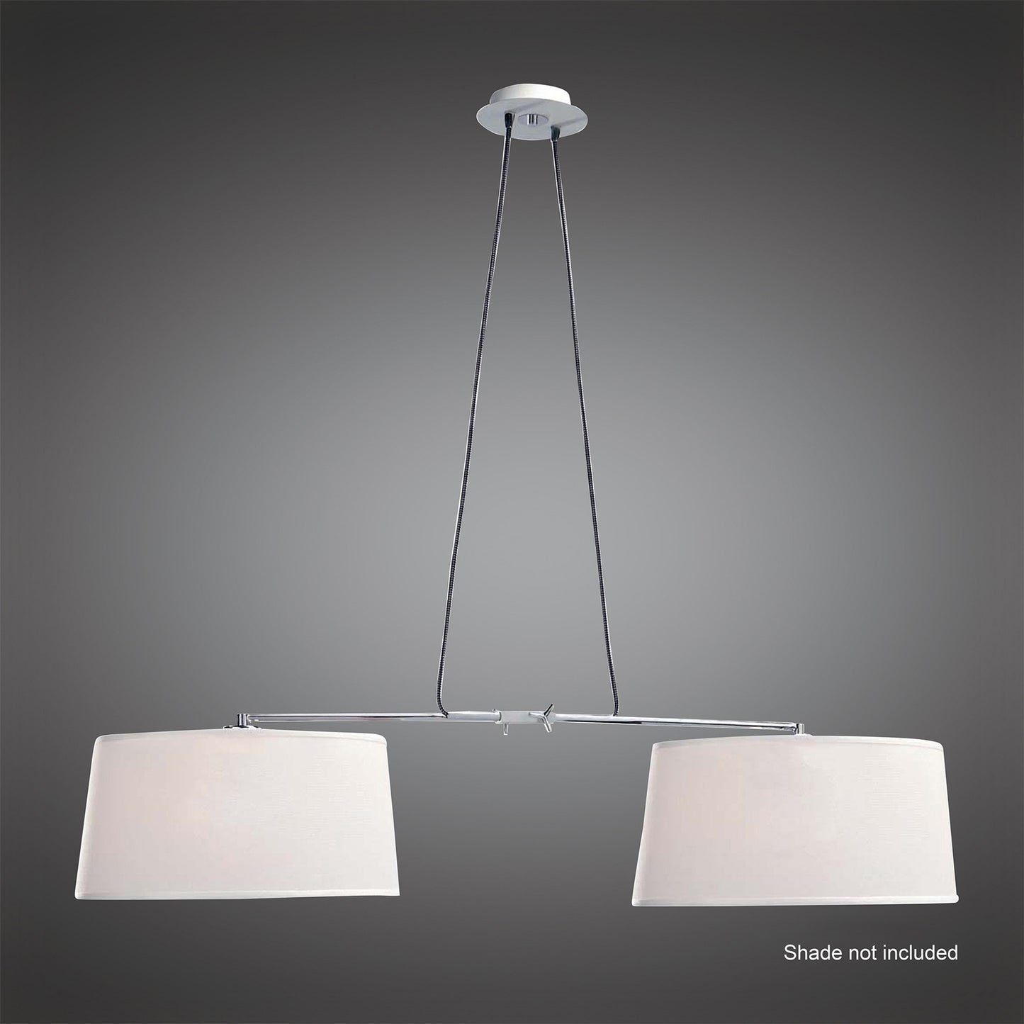 Habana Linear Pendant 2 Light With Adjustable Body WITHOUT SHADE E27, Matt White/Polished Chrome by Mantra