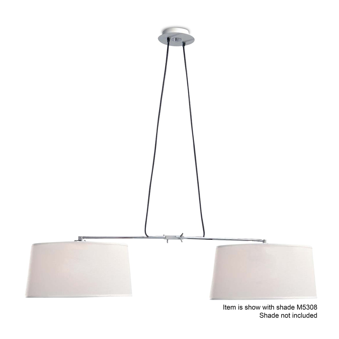 Habana Linear Pendant 2 Light With Adjustable Body WITHOUT SHADE E27, Matt White/Polished Chrome by Mantra
