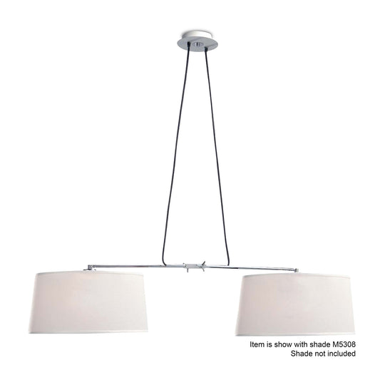 Habana Linear Pendant 2 Light With Adjustable Body WITHOUT SHADE E27, Matt White/Polished Chrome by Mantra
