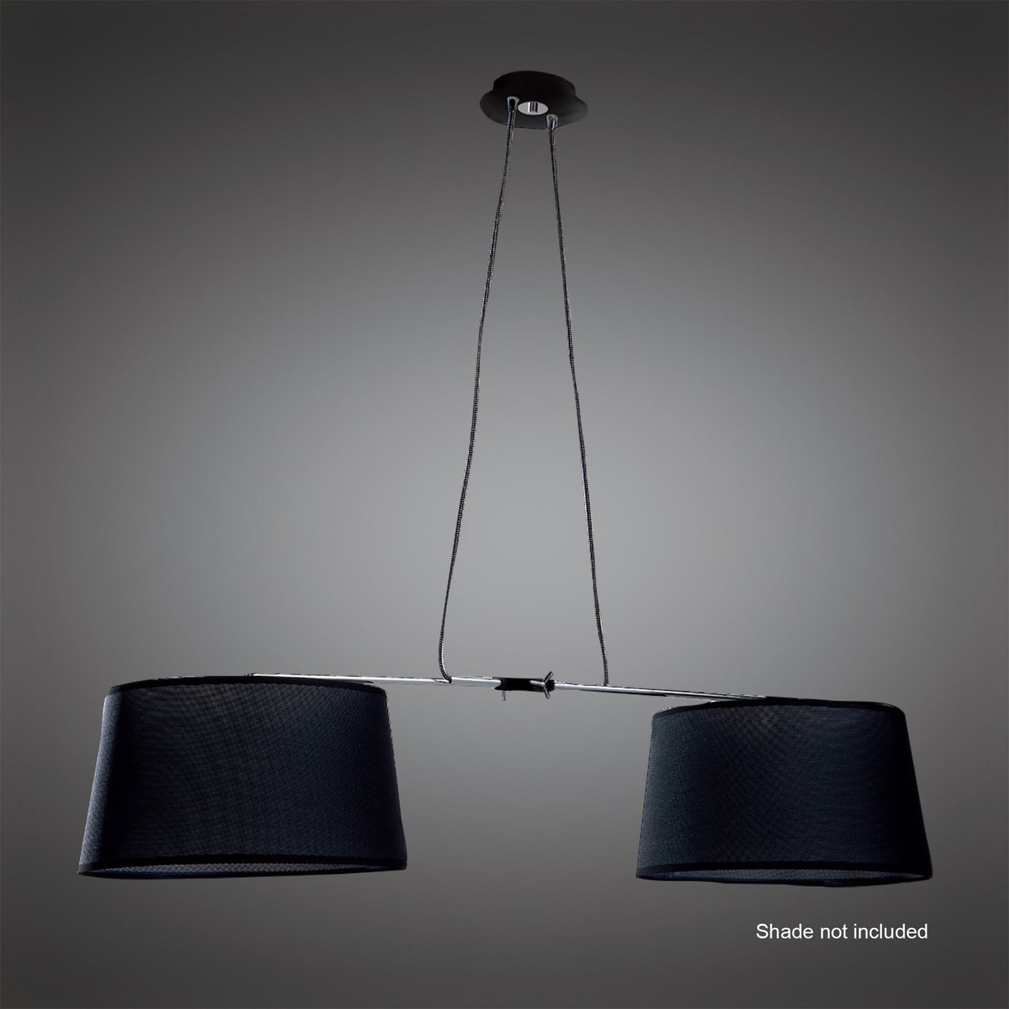 Habana Linear Pendant 2 Light With Adjustable Body WITHOUT SHADE E27 Black/Polished Chrome by Mantra