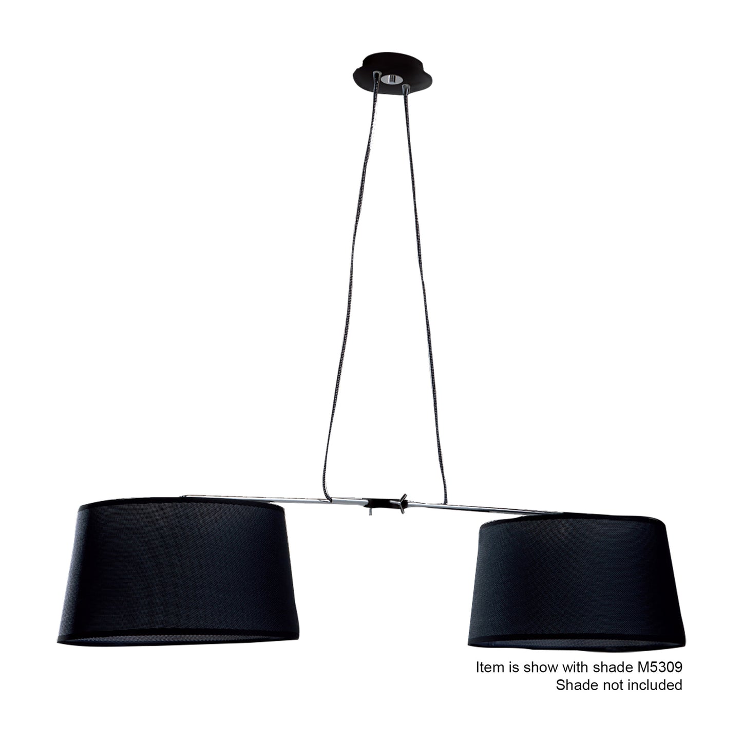 Habana Linear Pendant 2 Light With Adjustable Body WITHOUT SHADE E27 Black/Polished Chrome by Mantra
