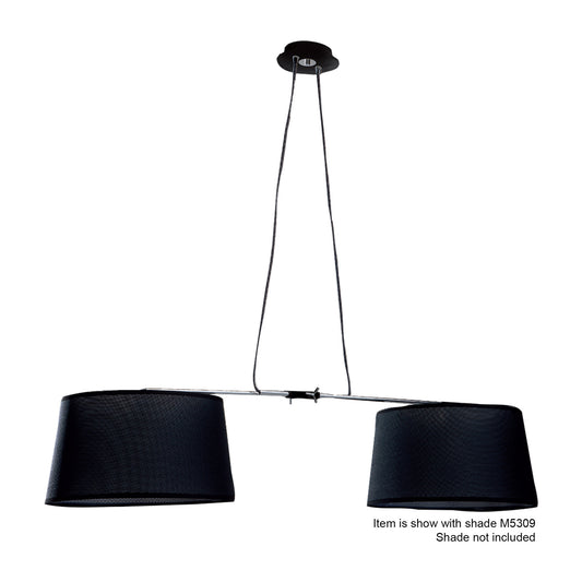 Habana Linear Pendant 2 Light With Adjustable Body WITHOUT SHADE E27 Black/Polished Chrome by Mantra