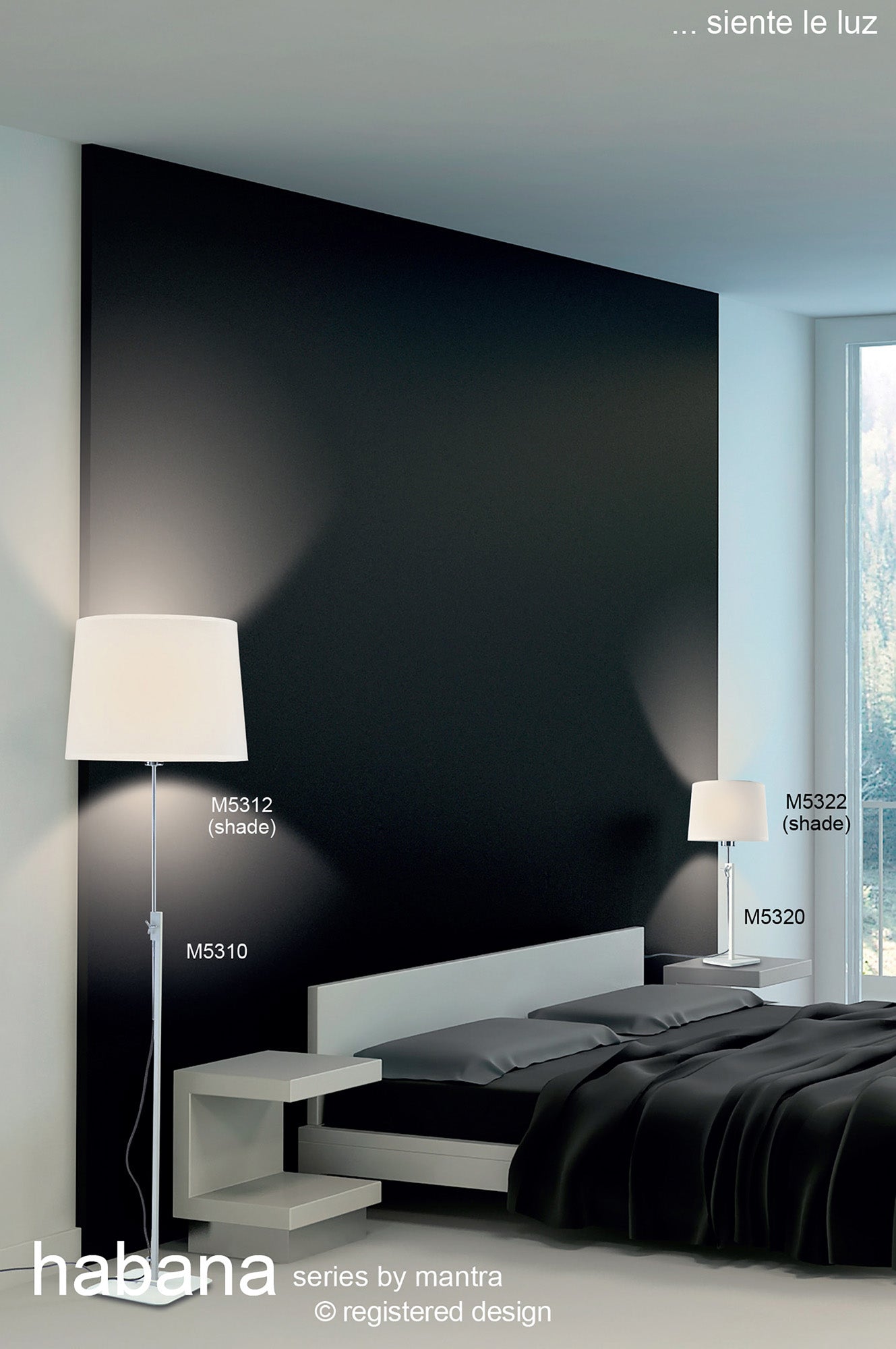Habana White Round Shade 300/350mm x 250mm, Suitable for Floor Lamps by Mantra