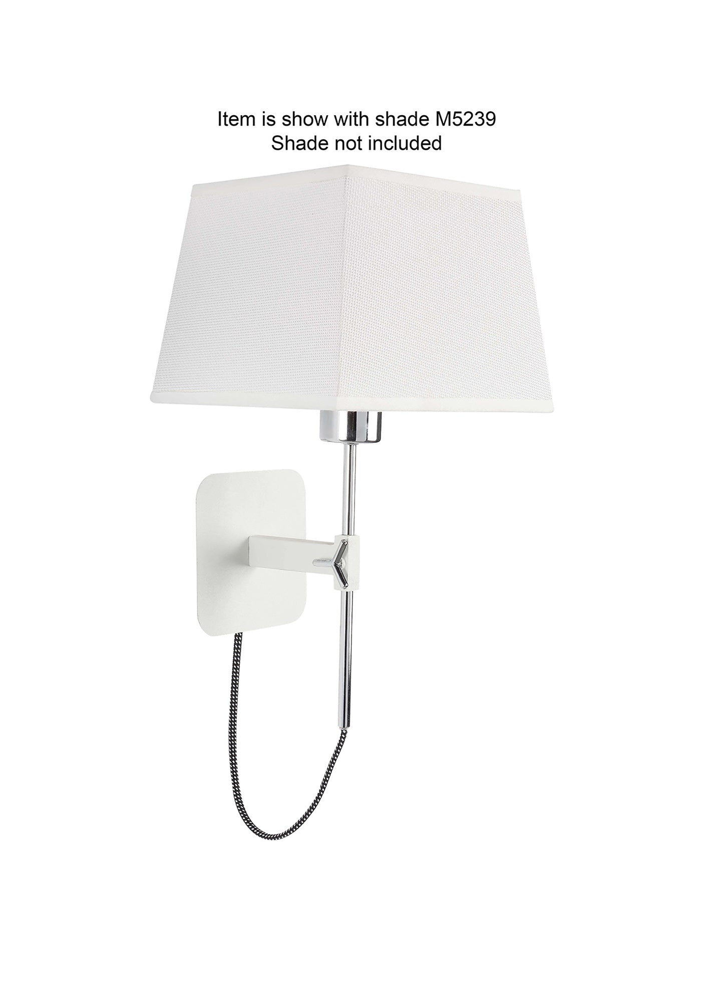Habana Wall Lamp Telescopic WITHOUT SHADE 1 Light E27 , Matt White/Polished Chrome by Mantra