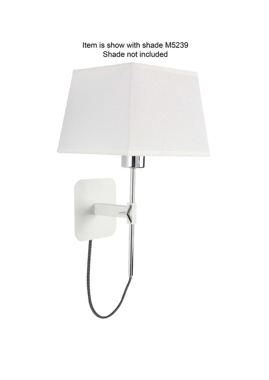 Habana Wall Lamp Telescopic WITHOUT SHADE 1 Light E27 , Matt White/Polished Chrome by Mantra