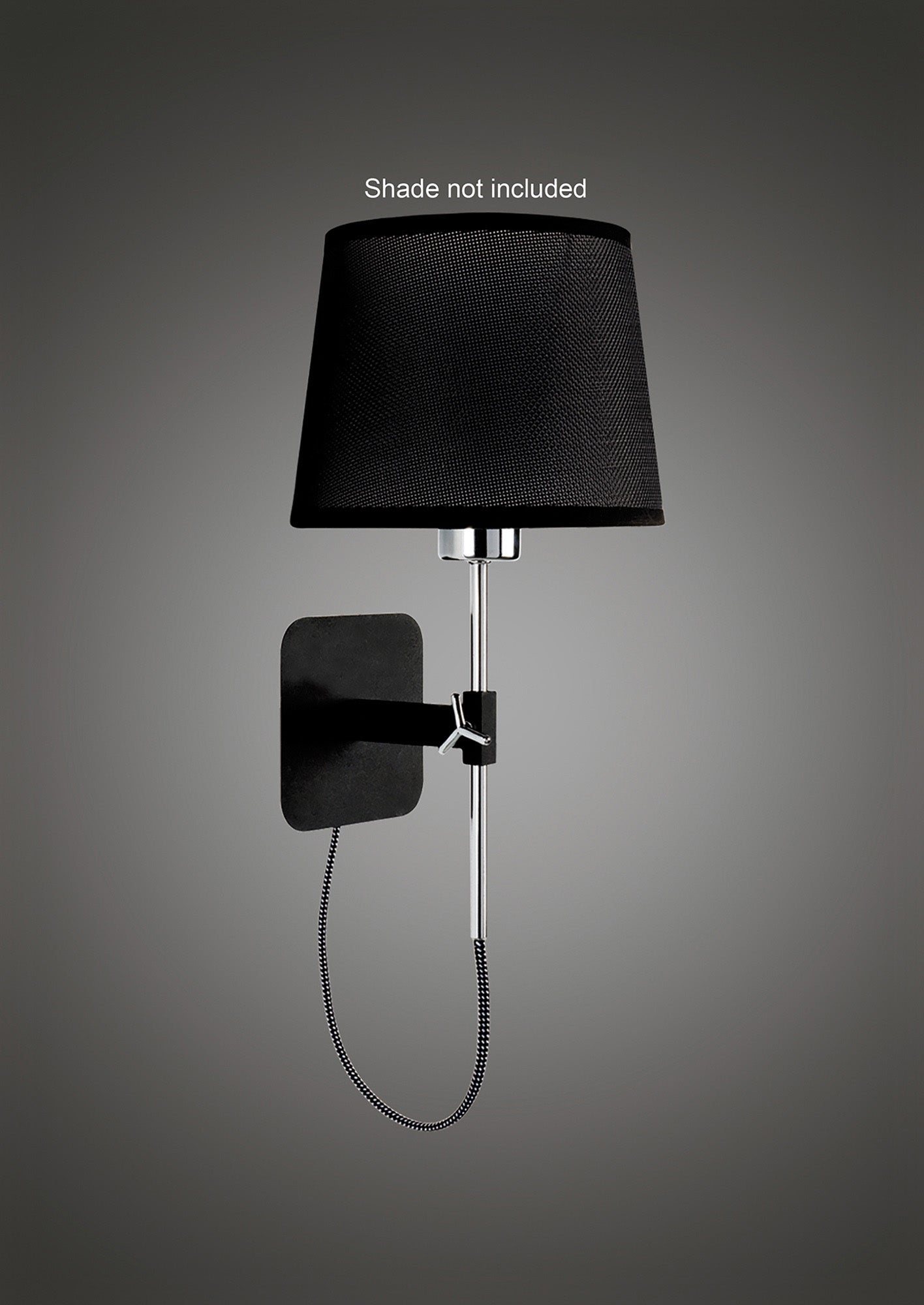 Habana Wall Lamp Telescopic WITHOUT SHADE 1 Light E27 Black/Polished Chrome by Mantra