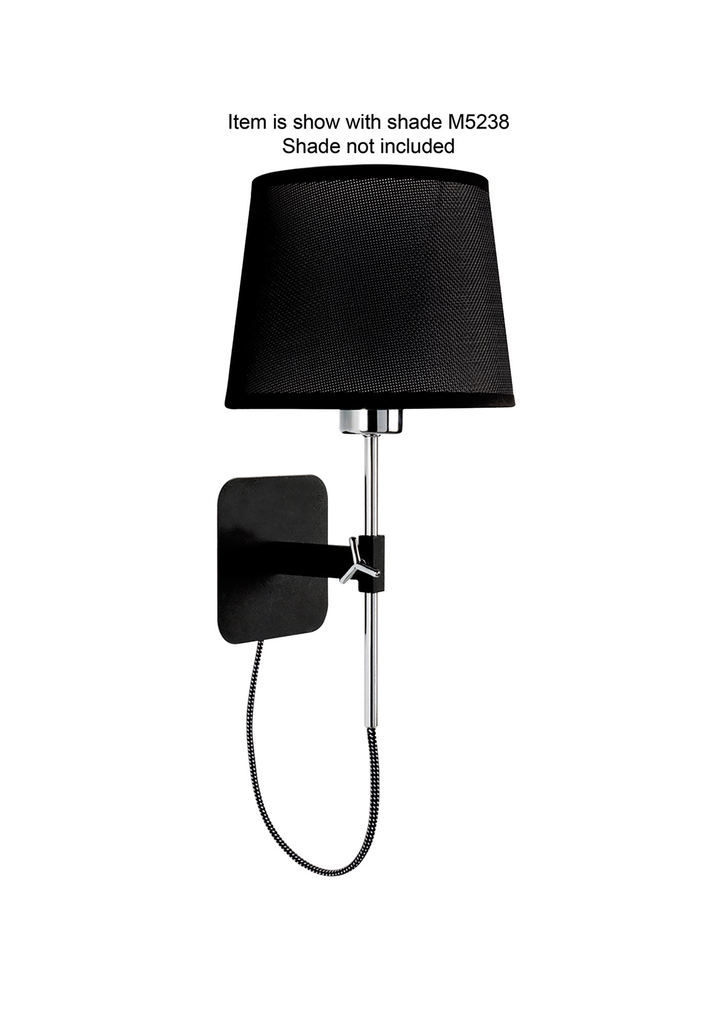 Habana Wall Lamp Telescopic WITHOUT SHADE 1 Light E27 Black/Polished Chrome by Mantra
