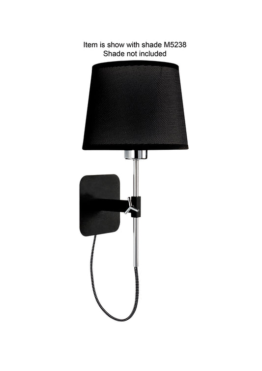 Habana Wall Lamp Telescopic WITHOUT SHADE 1 Light E27 Black/Polished Chrome by Mantra