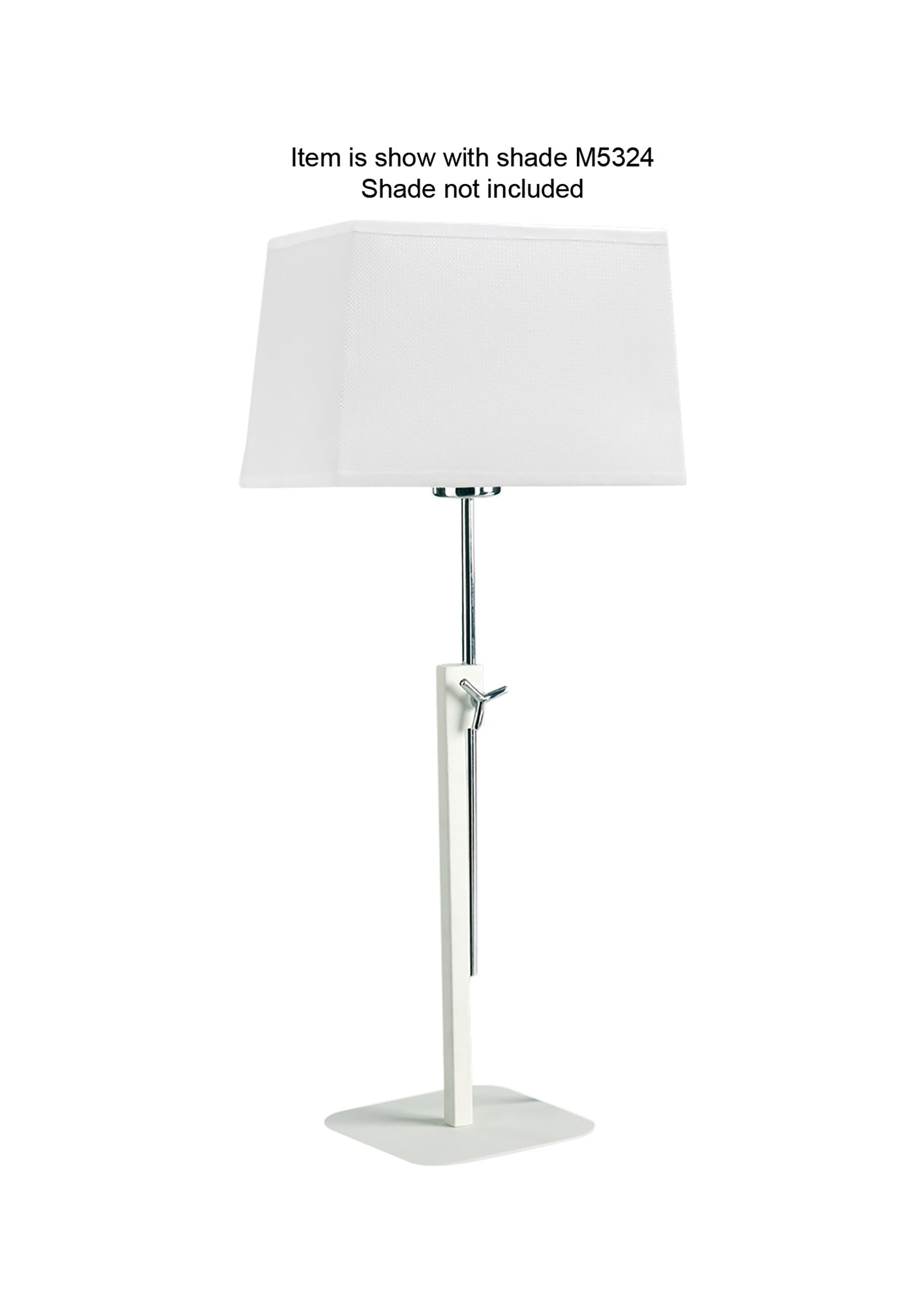 Habana Table Lamp Telescopic WITHOUT SHADE 1 Light E27 , Matt White/Polished Chrome by Mantra