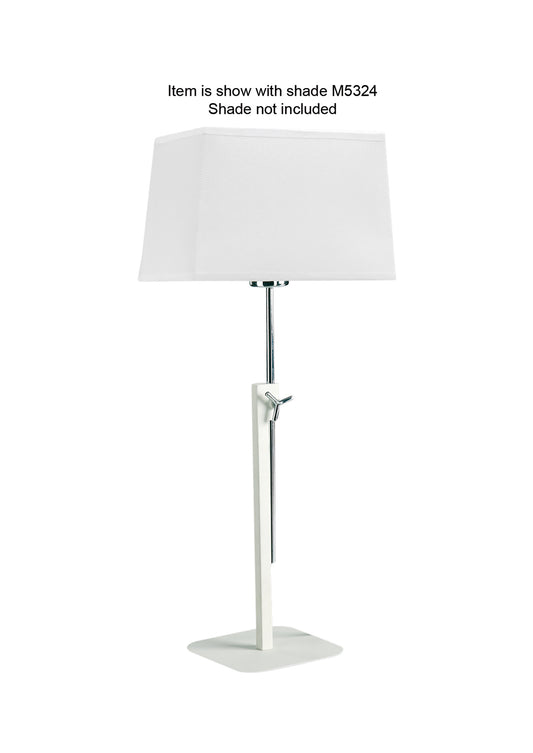 Habana Table Lamp Telescopic WITHOUT SHADE 1 Light E27 , Matt White/Polished Chrome by Mantra