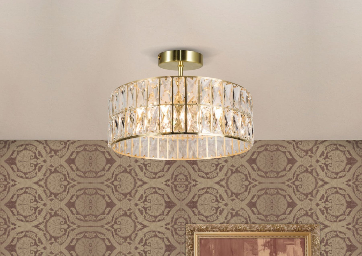 Haley 6 Light Satin Brass Bathroom Crystal