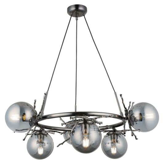 Harvey 6 Light Pendant Brushed Black Chrome