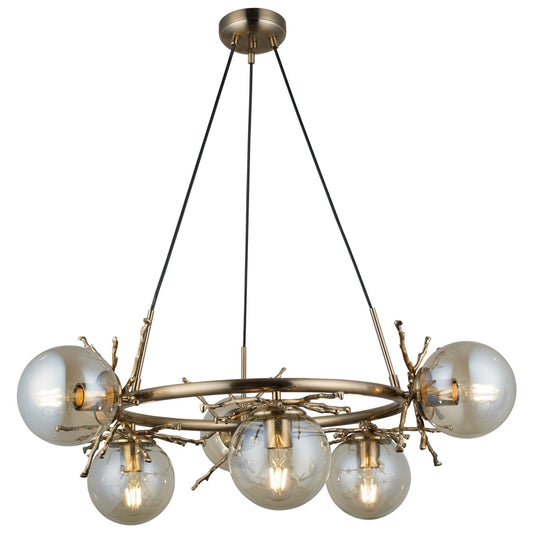 Harvey 6 Light Pendant Satin Brass