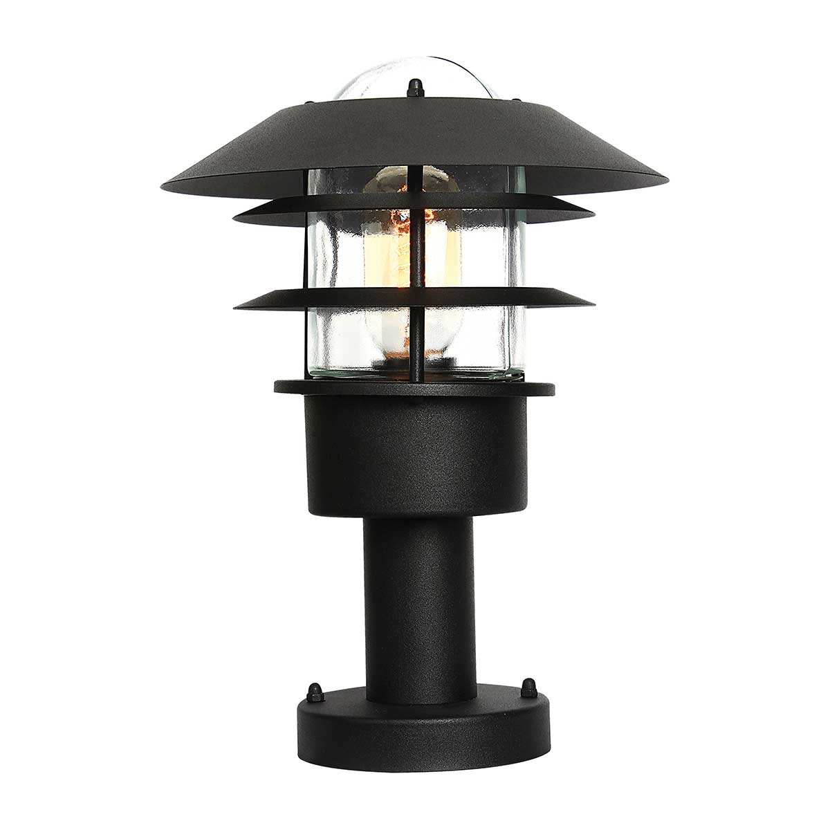 Helsingor 1 Light Pedestal Lantern – Black