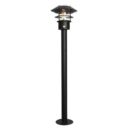 Helsingor 1 Light Bollard Lantern with PIR - Black