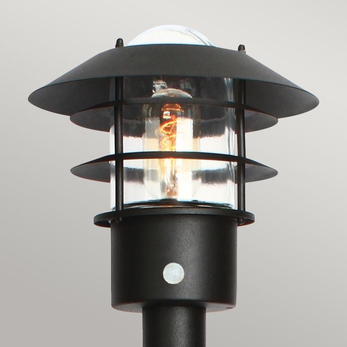 Helsingor 1 Light Bollard Lantern with PIR - Black