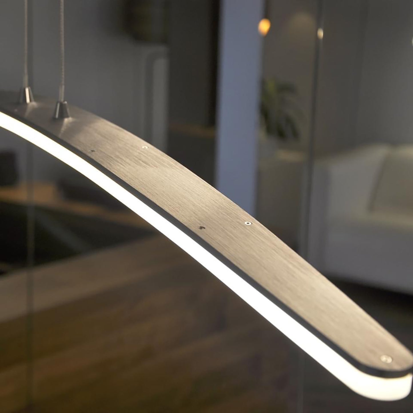 Hemisferic Linear Pendant 28W LED 110cm Bar 3000K, 2520lm, Satin Aluminium/Frosted Acrylic, 3yrs Warranty by Mantra