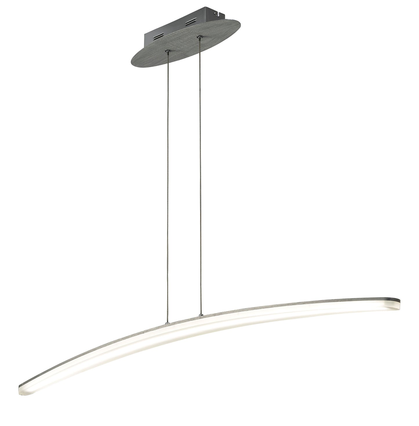 Hemisferic Linear Pendant 28W LED 110cm Bar 3000K, 2520lm, Satin Aluminium/Frosted Acrylic, 3yrs Warranty by Mantra