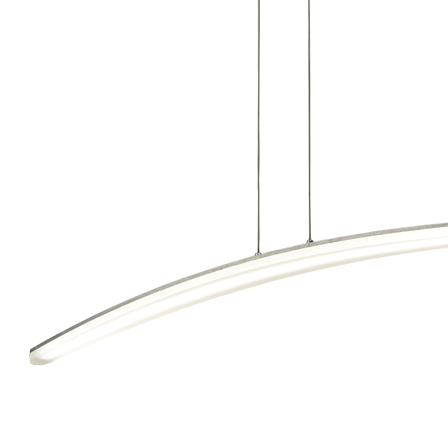 Hemisferic Linear Pendant 28W LED 110cm Bar 3000K, 2520lm, Satin Aluminium/Frosted Acrylic, 3yrs Warranty by Mantra