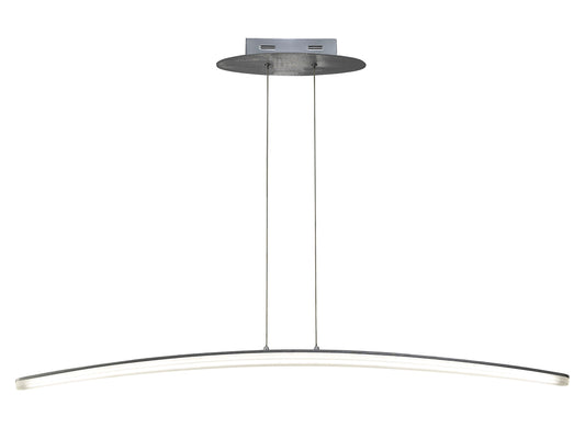 Hemisferic Linear Pendant 28W LED 110cm Bar 3000K, 2520lm, Satin Aluminium/Frosted Acrylic, 3yrs Warranty by Mantra