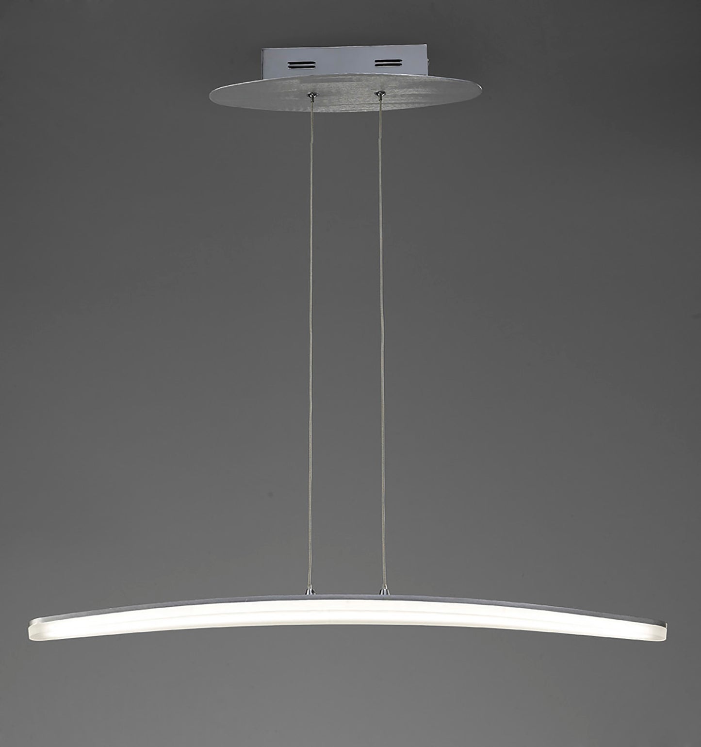 Hemisferic Linear Pendant 20W LED 70cm Bar 3000K, 1800lm, Satin Aluminium / Frosted Acrylic, 3yrs Warranty by Mantra