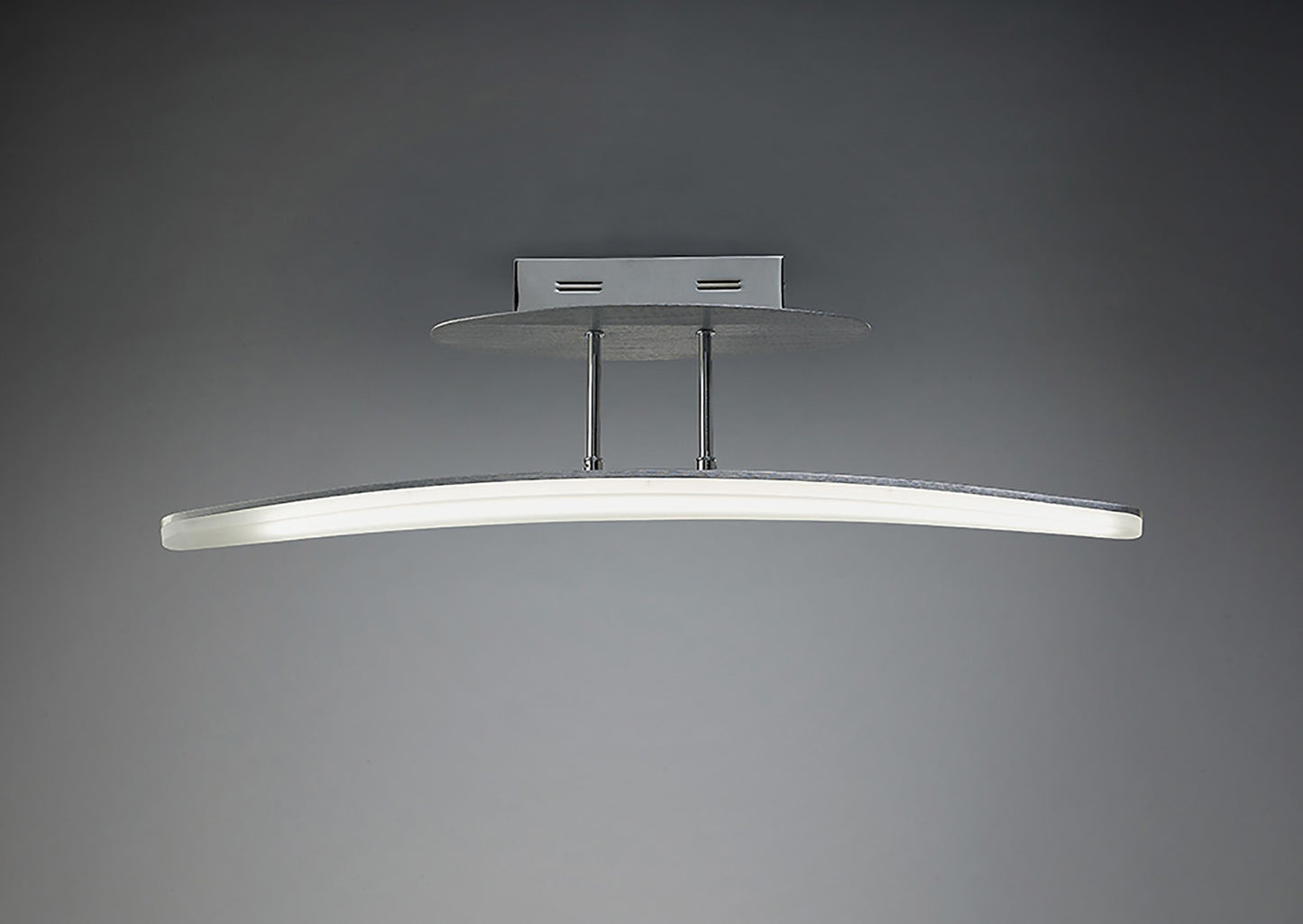 Hemisferic Linear Semi Flush 20W LED 70cm Bar 3000K, 1800lm, Satin Aluminium / Frosted Acrylic, 3yrs Warranty by Mantra