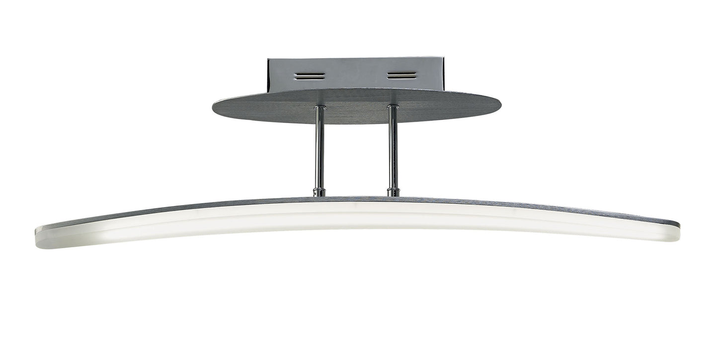 Hemisferic Linear Semi Flush 20W LED 70cm Bar 3000K, 1800lm, Satin Aluminium / Frosted Acrylic, 3yrs Warranty by Mantra