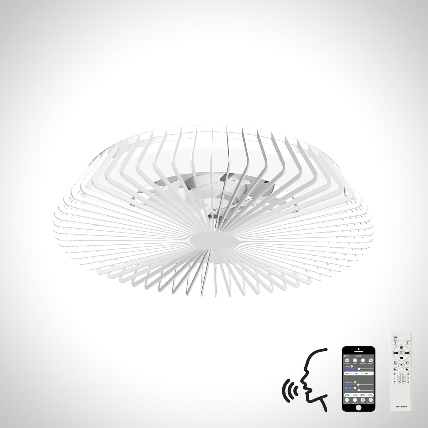 Himalaya 70W LED Dimmable Ceiling Light With Built-In 35W DC Reversible Fan, Remote, APP & Alexa/Google Voice Control, 4900lm, White, 5yrs Warranty by Mantra