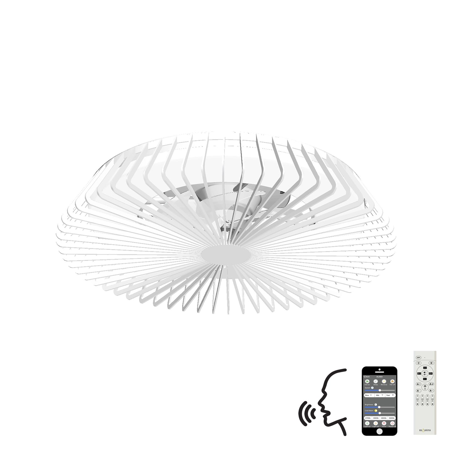 Himalaya 70W LED Dimmable Ceiling Light With Built-In 35W DC Reversible Fan, Remote, APP & Alexa/Google Voice Control, 4900lm, White, 5yrs Warranty by Mantra