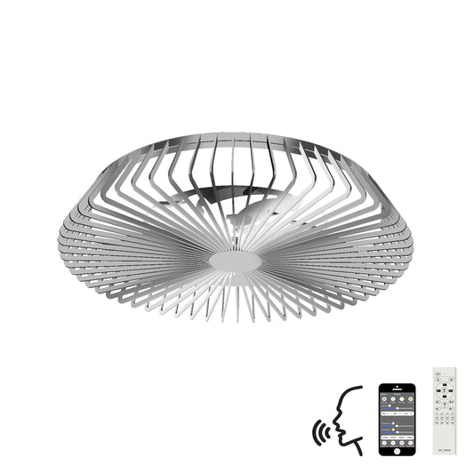 Himalaya 70W LED Dimmable Ceiling Light With Built-In 35W DC Reversible Fan, Remote, APP & Alexa/Google Voice Control, 4900lm, Silver, 5yrs Warranty by Mantra