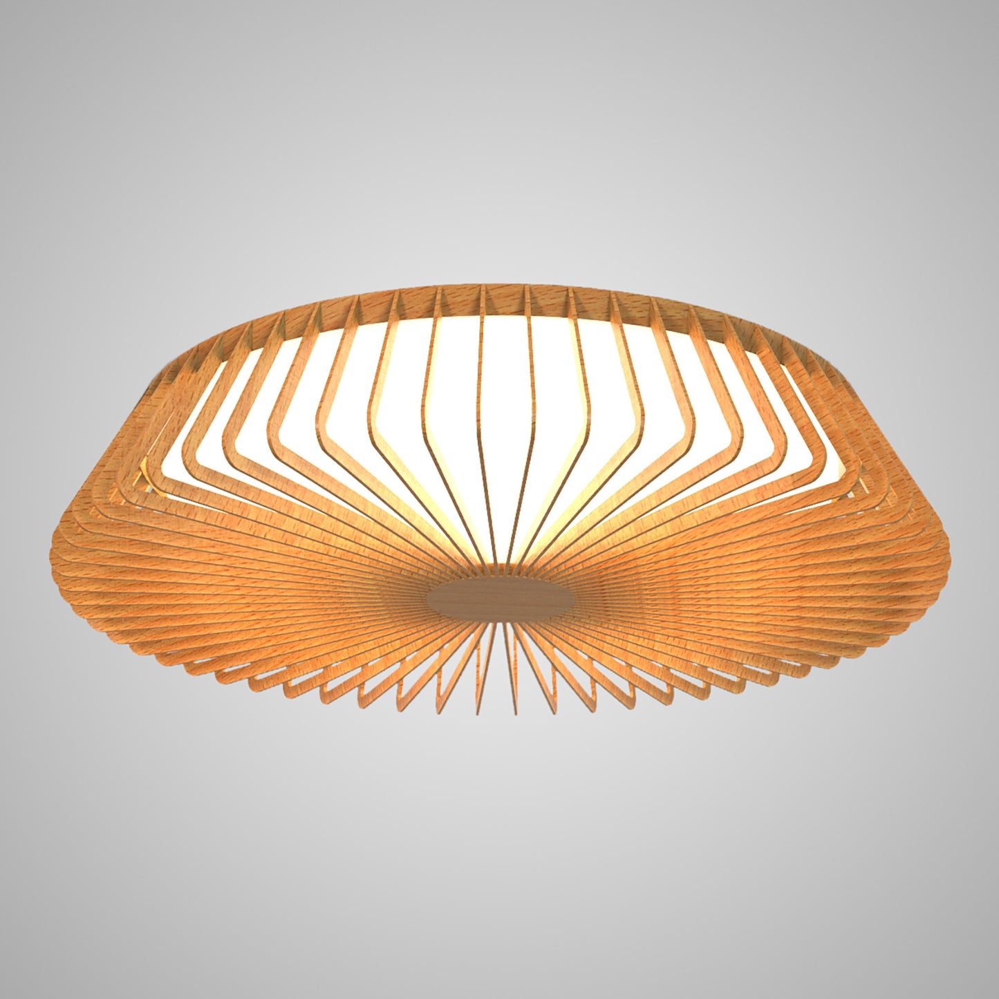 Himalaya 63cm Round Ceiling (Light Only), 80W LED, 2700-5000K Tuneable White, 3500lm, Remote Control, Wood, 3yrs Warranty by Mantra