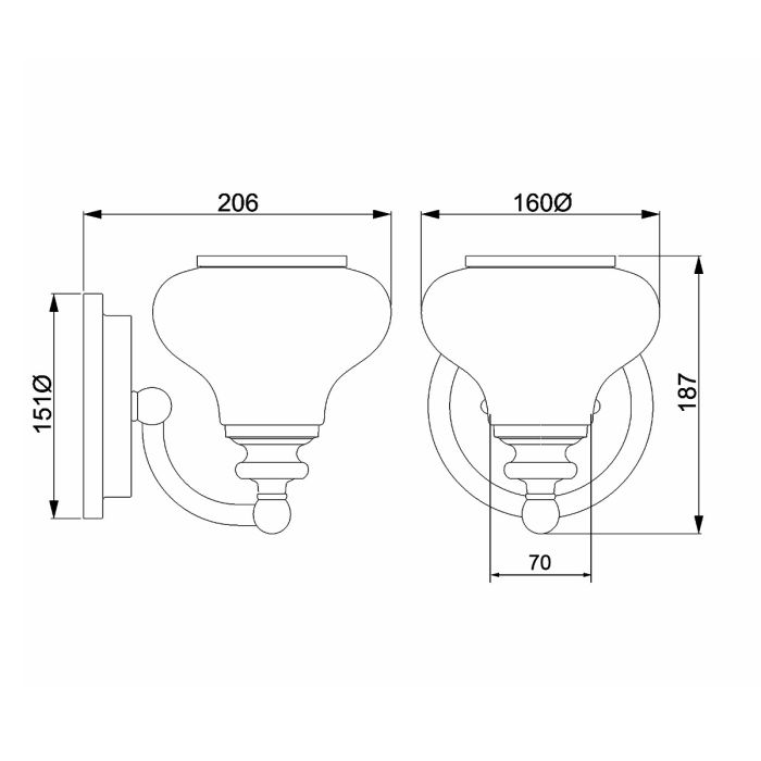 Ainsley 1 Light Wall Light - Polished Chrome