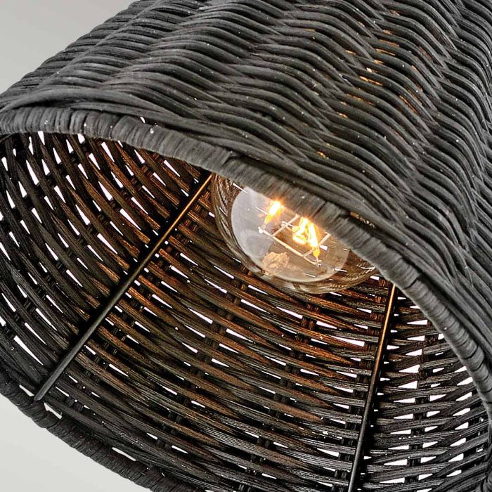 Arti 1 lt Wall Light - Black, Black Rattan Shade