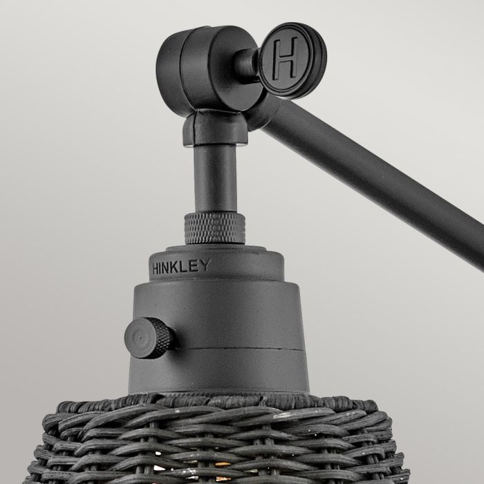 Arti 1 lt Wall Light - Black, Black Rattan Shade