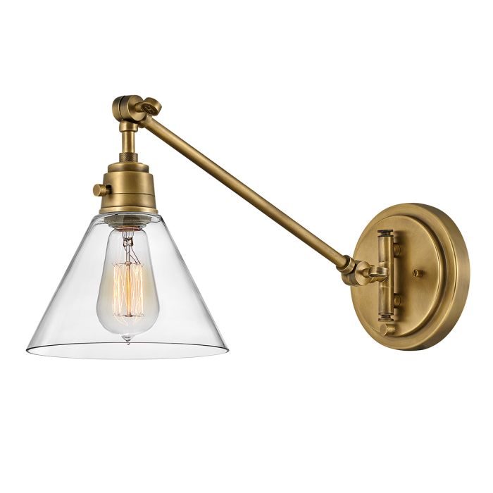 Arti 1 lt Wall Light - Heritage Brass, Clear Glass Shade