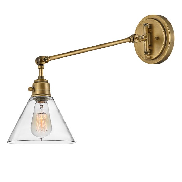 Arti 1 lt Wall Light - Heritage Brass, Clear Glass Shade