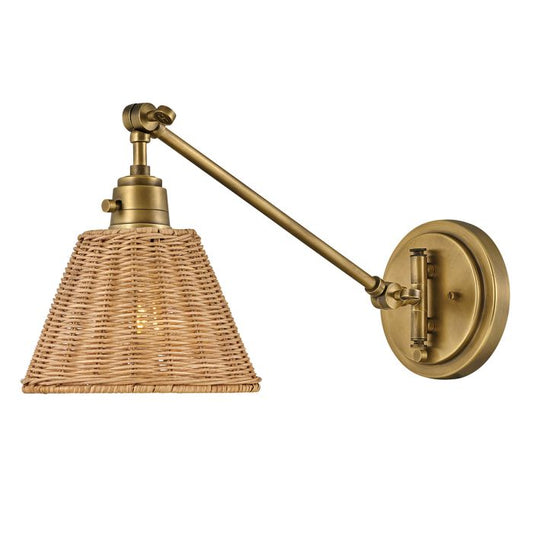 Arti 1 lt Wall Light - Heritage Brass, Natural Rattan Shade