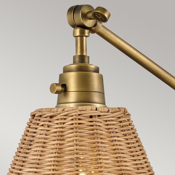 Arti 1 lt Wall Light - Heritage Brass, Natural Rattan Shade