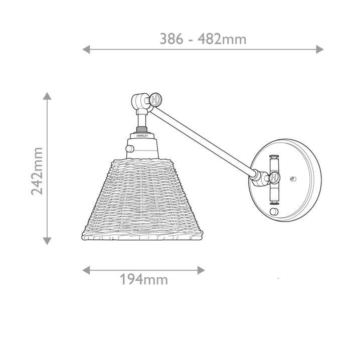 Arti 1 lt Wall Light - Heritage Brass, Natural Rattan Shade