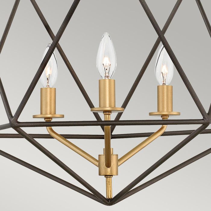 Astrid 3 Light Pendant Chandelier - Matte Bronze and Deluxe Gold