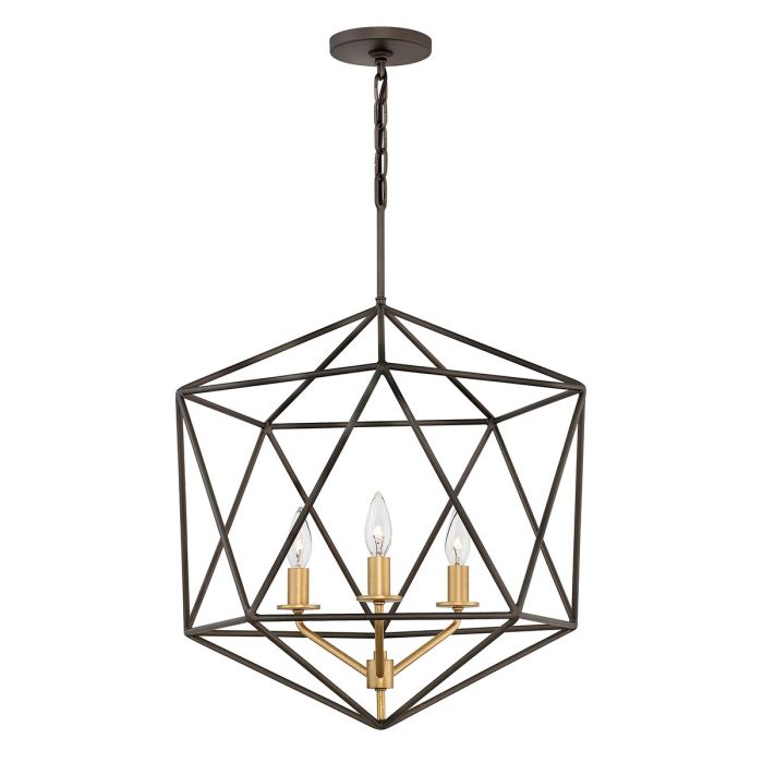 Astrid 3 Light Pendant Chandelier - Matte Bronze and Deluxe Gold