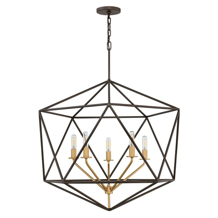 Astrid 5 Light Pendant Chandelier - Matte Bronze and Deluxe Gold