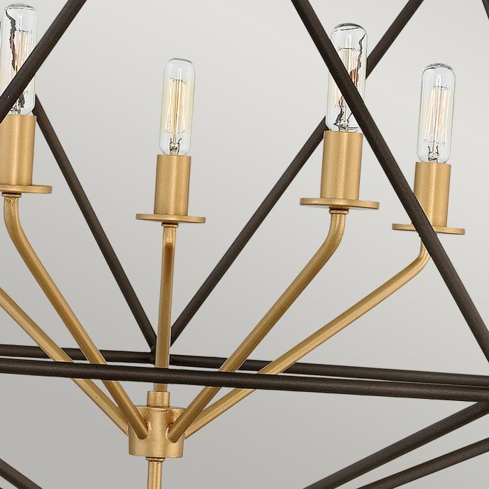 Astrid 5 Light Pendant Chandelier - Matte Bronze and Deluxe Gold