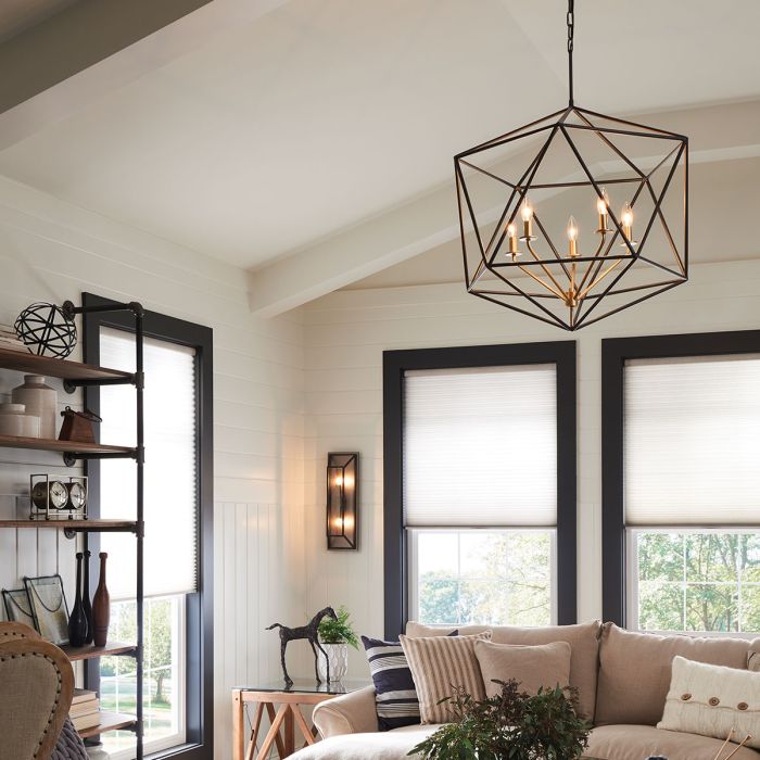 Astrid 5 Light Pendant Chandelier - Matte Bronze and Deluxe Gold