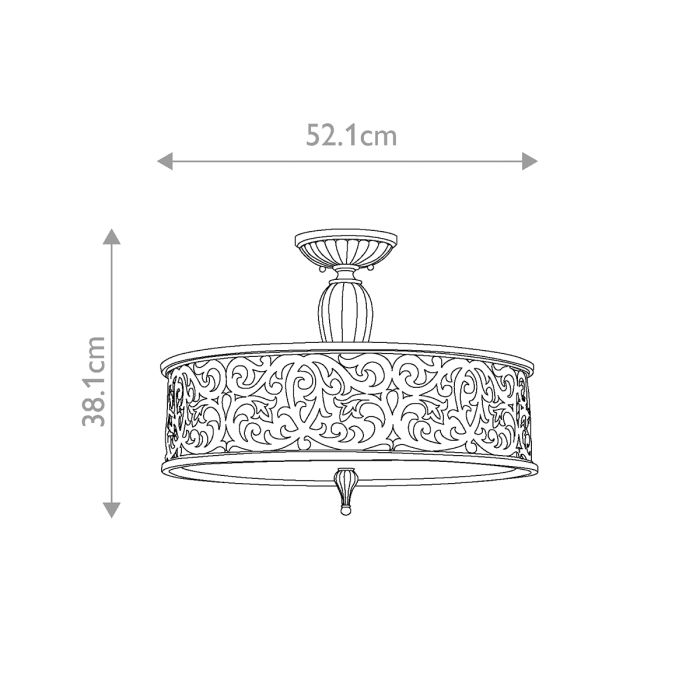 Carabel 3 Light Large Semi-Flush - Brushed Champagne