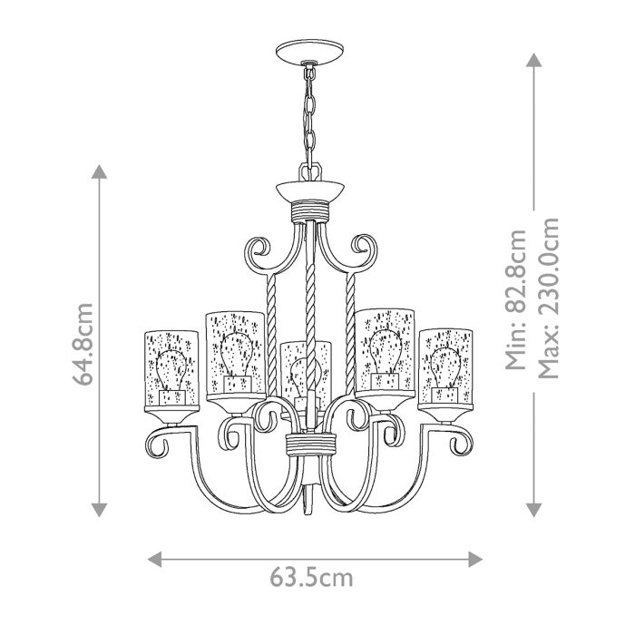 Casa 5 Light Chandelier - Olde Black